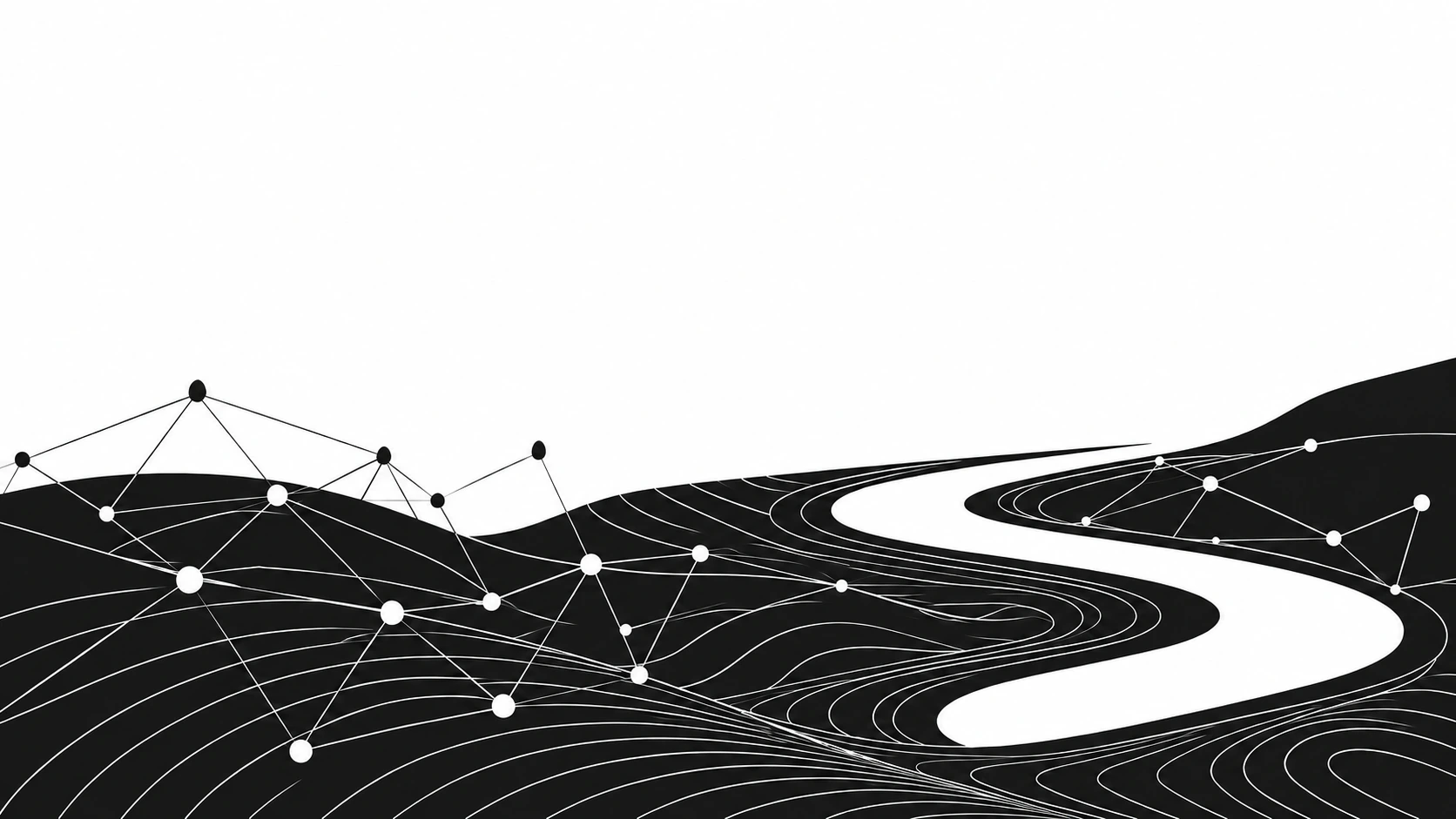 Abstract network landscape representing machine learning systems